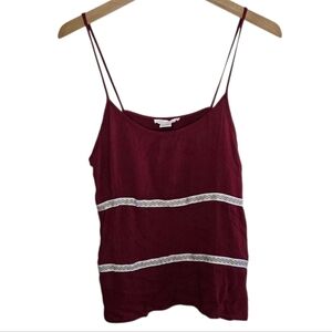 Love Blossom | Burgundy Cami Tank with Ribbon Trim Size Large